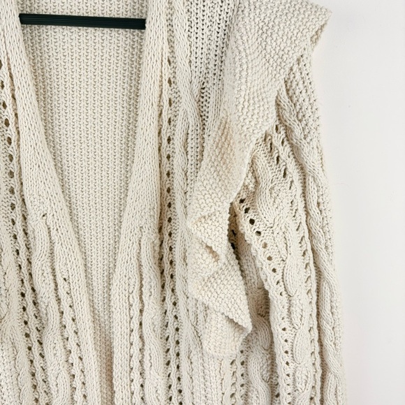 Universal Thread Women's Cardigan Sweater Chunky Knit Open Front Medium Ruffle - Picture 3 of 4